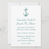 Aquamarine Vintage Ankerhochzeit Einladung (Vorderseite)