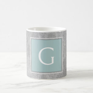 Aquamarine Vintage Damask Monogramm-Tasse Kaffeetasse