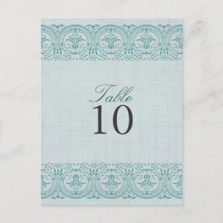 Aquamarine Vintage Damaskus-Tischnummer Postkarte