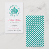 Aquamarine Vintage Krone Vertikal Visitenkarte (Vorne/Hinten)