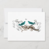 Aquamarine Vintage Liebesvögel Hochzeit RSVP (Vorderseite)