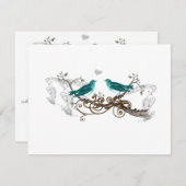 Aquamarine Vintage Liebesvögel Hochzeit RSVP (Vorne/Hinten)