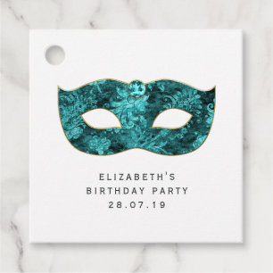 Aquamarine Vintage Maskenmaske und Damaskus Geschenkanhänger