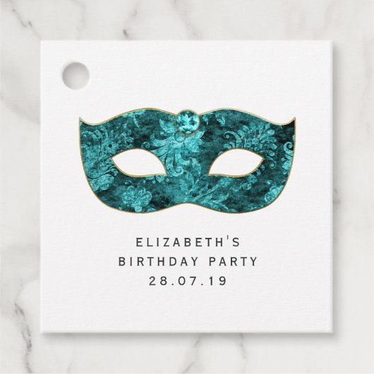Aquamarine Vintage Maskenmaske und Damaskus Geschenkanhänger (Vorderseite)