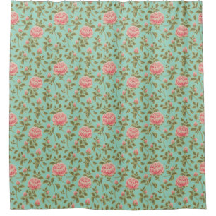 Aquamarine, Vintage Rosa Blume Duschvorhang