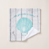 Aquamarine Vintage Scallop Muschel Badetuch Set (Waschlappen)