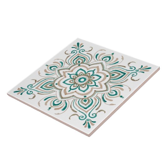 Aquamarine Vintage spanische Fliese (Seite)