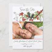 Aquamarine Vintage Vogelroter Blume Hochzeit Siche Einladung (Vorderseite)