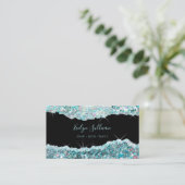 Aquamarine Visitenkarte für Glitzer (Stehend Vorderseite)