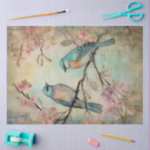 Aquamarine Vögel im Frühlingswald von Fairy Land Seidenpapier (Basteln)