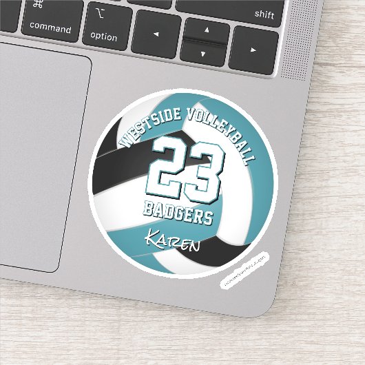 aquamarine Volleyball Girls Jungs Mannschaftskleid Aufkleber (Detail)