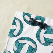 aquamarine Volleyball-Sportmädchen personalisiert Strandtuch (Beispiel)