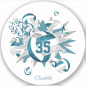 aquamarine Volleyball-Stars Mädchen-Teamgeschenke Aufkleber (Vorderseite)