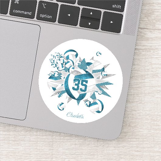 aquamarine Volleyball-Stars Mädchen-Teamgeschenke Aufkleber (Detail)