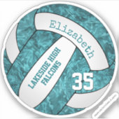 aquamarine Volleyballfarben Aufkleber (Vorderseite)