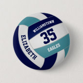 aquamarine Volleyballgeschenke aus Marineblau Button (Vorderseite)