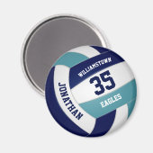 aquamarine Volleyballgeschenke aus Marineblau Magnet (Vorderseite/Rückseite)