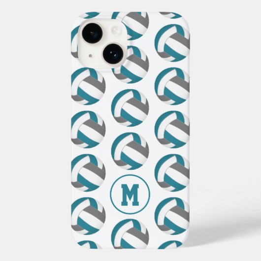 aquamarine Volleyballmädchen mit Monogramm Case-Mate iPhone Hülle (Rückseite)