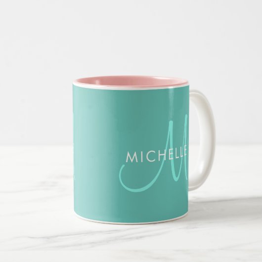Aquamarine Vorlage für individuelle Name in der er Zweifarbige Tasse (VorderseiteRechts)