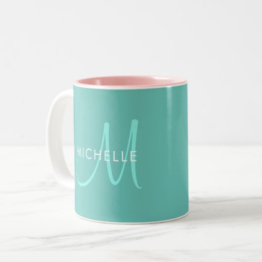 Aquamarine Vorlage für individuelle Name in der er Zweifarbige Tasse (Vorderseite Links)