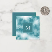 Aquamarine Wasserfarbe Abstrakt Mitteilungskarte (Vorderseite/Rückseite Beispiel)