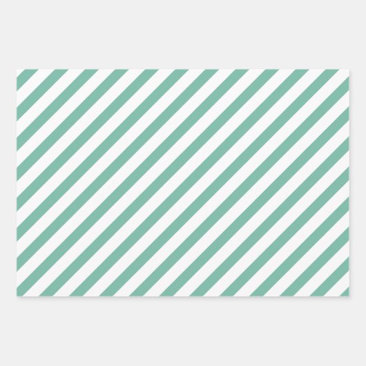 Aquamarine Wasserfarbe Blumengrün Roter Streifen Geschenkpapier Set (Vorderseite 3)