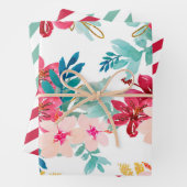 Aquamarine Wasserfarbe Blumengrün Roter Streifen Geschenkpapier Set (Beispiel)