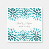 Aquamarine Wasserfarbe Chrysanthemum Papier Napkin Serviette (Vorderseite)