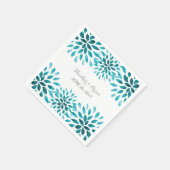 Aquamarine Wasserfarbe Chrysanthemum Papier Napkin Serviette (Ecke)