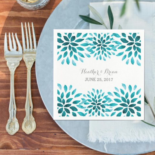 Aquamarine Wasserfarbe Chrysanthemum Papier Napkin Serviette