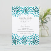 Aquamarine Wasserfarbe Chrysanthemum Save the Date (Stehend Vorderseite)