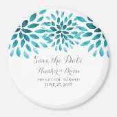 Aquamarine Wasserfarbe Chrysanthemum Save the Date Magnet (Vorne)