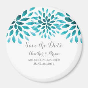 Aquamarine Wasserfarbe Chrysanthemum Save the Date Magnet