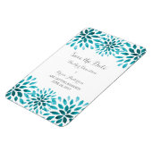 Aquamarine Wasserfarbe Chrysanthemum Save the Date Magnet (Linke Seite)