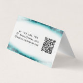 Aquamarine Wasserfarbe Elegante Moderne, faltenbar Visitenkarten (Rückseite)