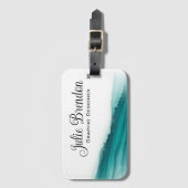 Aquamarine Wasserfarbe Moderne Elegantes Business Gepäckanhänger (Vorderseite Vertikal)