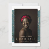 Aquamarine Wasserfarbe Moderne Goldene Fossilien Ankündigung (Vorderseite)