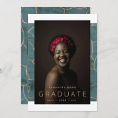 Aquamarine Wasserfarbe Moderne Goldene Fossilien Ankündigung (Vorne/Hinten)