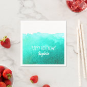 Aquamarine Wasserfarbe niedlich Happy Birthday per Serviette (Beispiel)