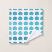 Aquamarine Wasserfarbe Niedlich Happy Polka Dots A Badhandtuch Set (Waschlappen)