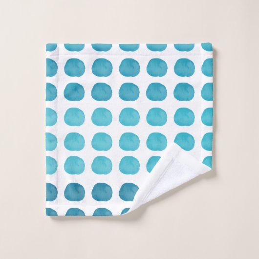 Aquamarine Wasserfarbe Niedlich Happy Polka Dots A Badhandtuch Set (Waschlappen)