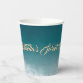 Aquamarine Wasserfarbe Ombre Sweet 16 Pappbecher (Links)