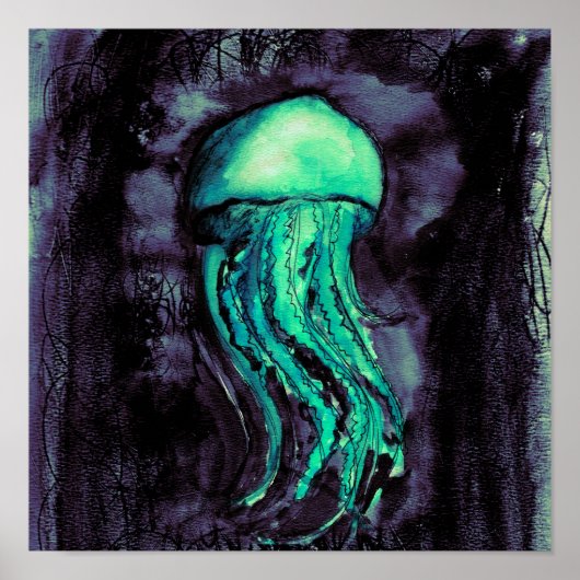 Aquamarine Wasserfarbe Poster (Vorne)