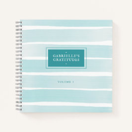 Aquamarine Wasserfarbe Streifen Personalisiert Dan Notizblock