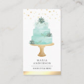 Aquamarine Wasserfarbe Sukkulente Kuchen Konditore Visitenkarte (Vorderseite)