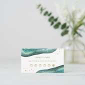 Aquamarine Wasserfarbe und Goldgeode Treuekarte (Stehend Vorderseite)