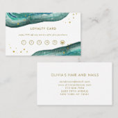 Aquamarine Wasserfarbe und Goldgeode Treuekarte (Vorne/Hinten)