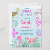 Aquamarine Wasserfarbe Unterhalb des Meeres Einlad Einladung (Vorderseite)