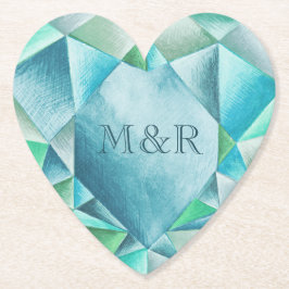 Aquamarine Wasserfarben Niedlicher Valentinstag Untersetzer