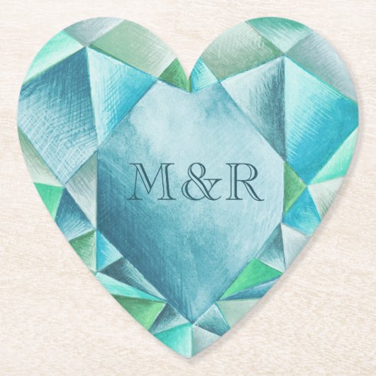 Aquamarine Wasserfarben Niedlicher Valentinstag Untersetzer (Vorderseite)